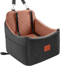Dog Car Seats for Small Medium Dogs, Portable Detachable Washable Puppy Car Seat for Dog up to 35Lbs, Pet Booster Seat with Storage Pockets and Safety Belt (Black/Brown, Medium)