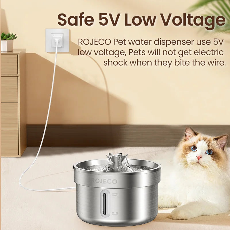 Stainless Steel Pet Drinking Fountain Auto Cat Water Fountain Smart Pet Water Dispenser with Pump for Dog Cat Drink Bowl
