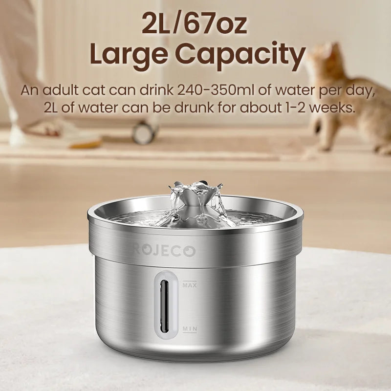 Stainless Steel Pet Drinking Fountain Auto Cat Water Fountain Smart Pet Water Dispenser with Pump for Dog Cat Drink Bowl