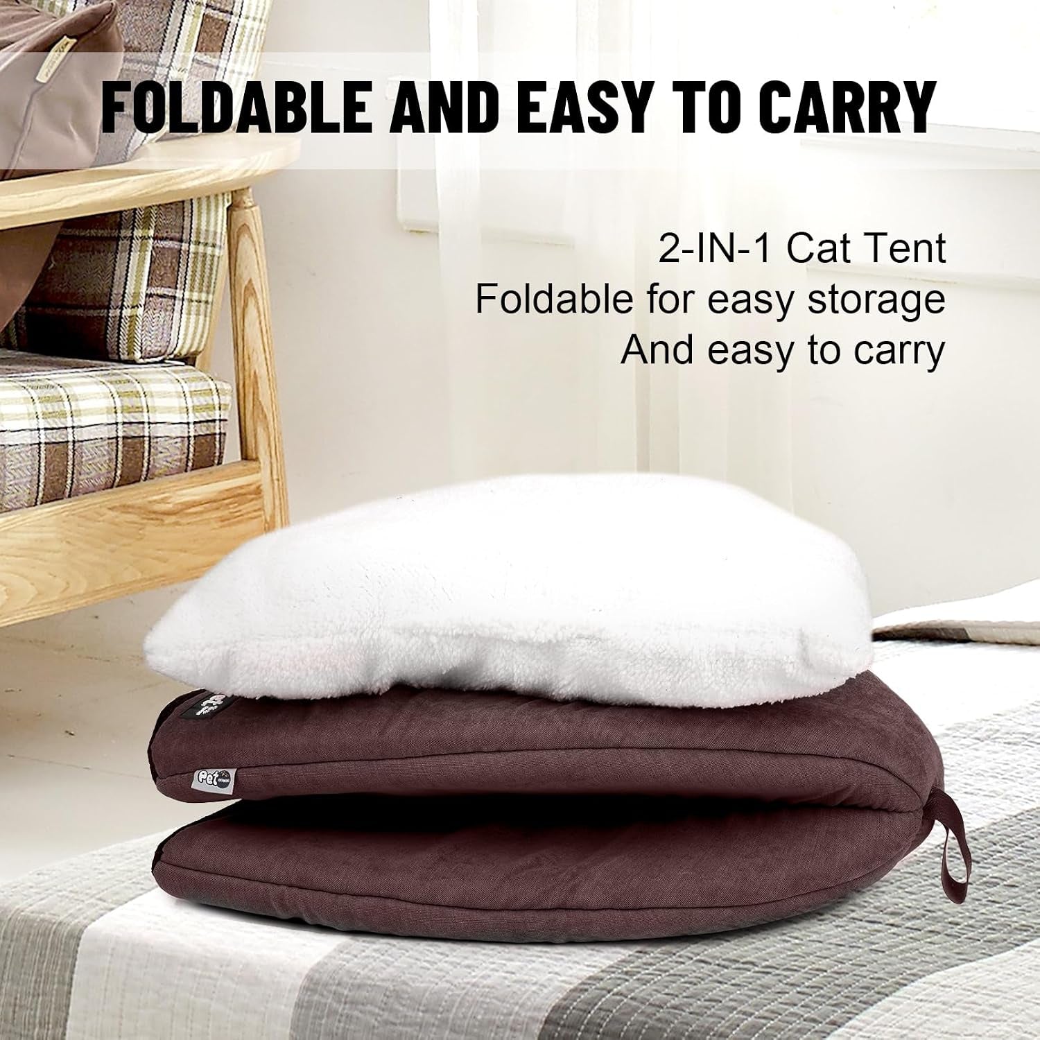 Premium Pet Beds for Cats and Small Dogs, Cat Bed Cave, Cat House, Enclosed Small Animal Bed, Covered Cat Bed, Indoor, Cat Tent, Kitten Bed, Cat Hut with Removable Washable Cushioned Pillow