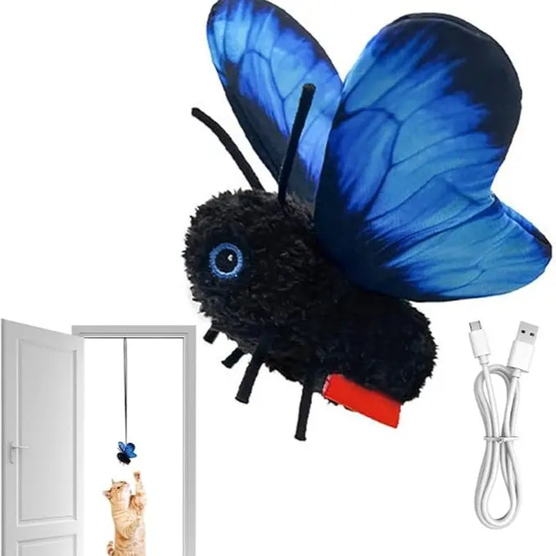 Interactive Electric Butterfly & Bluebird Cat Teaser Toy, 3 Smart Flying Modes, USB Rechargeable Hanging Toy with Washable Cover for Indoor Cats, Teaser Toys