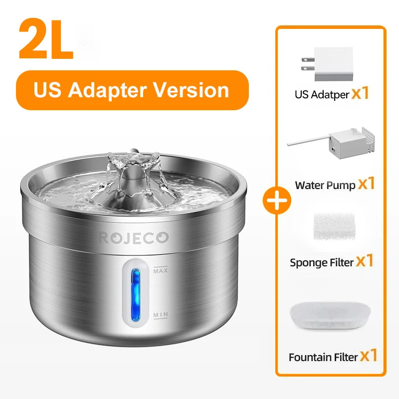 Stainless Steel Pet Drinking Fountain Auto Cat Water Fountain Smart Pet Water Dispenser with Pump for Dog Cat Drink Bowl