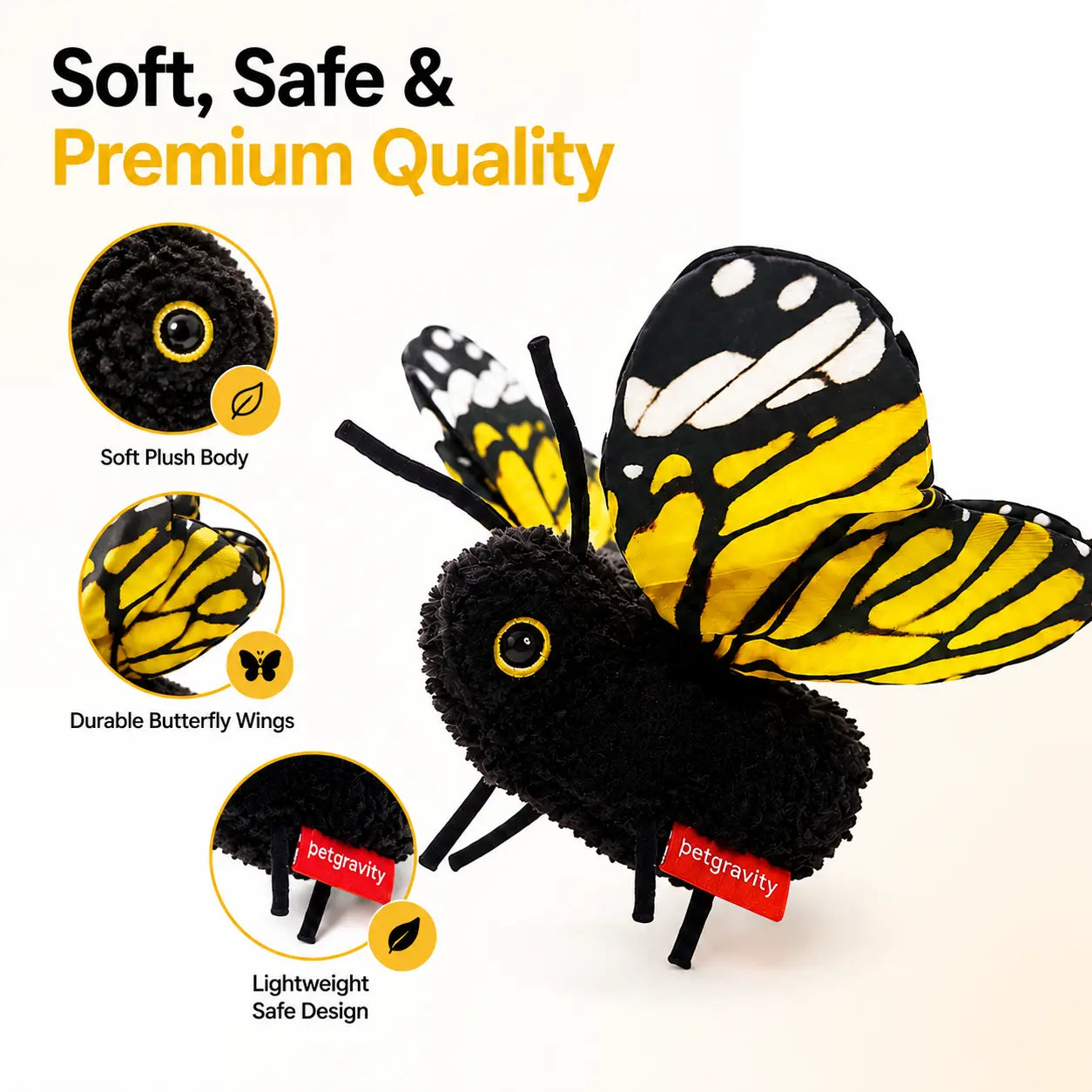 Interactive Electric Butterfly & Bluebird Cat Teaser Toy, 3 Smart Flying Modes, USB Rechargeable Hanging Toy with Washable Cover for Indoor Cats, Teaser Toys