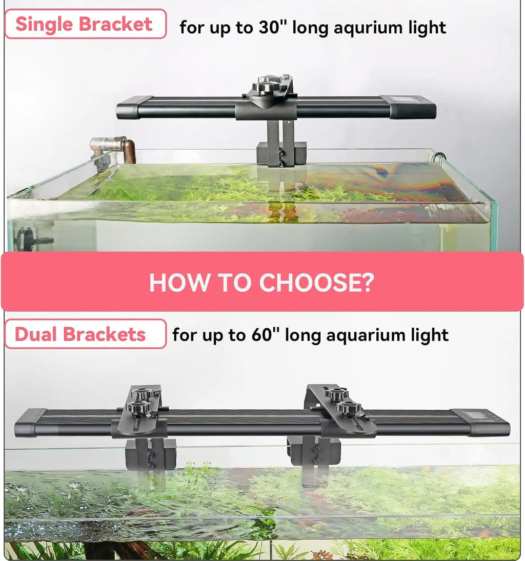 Hygger Aquarium Light Riser Fits, Universal Fish Tank Light Holder Adjustable Led Aquarium Light Mounting Bracket, Sturdy Aluminum Ultra Wide
