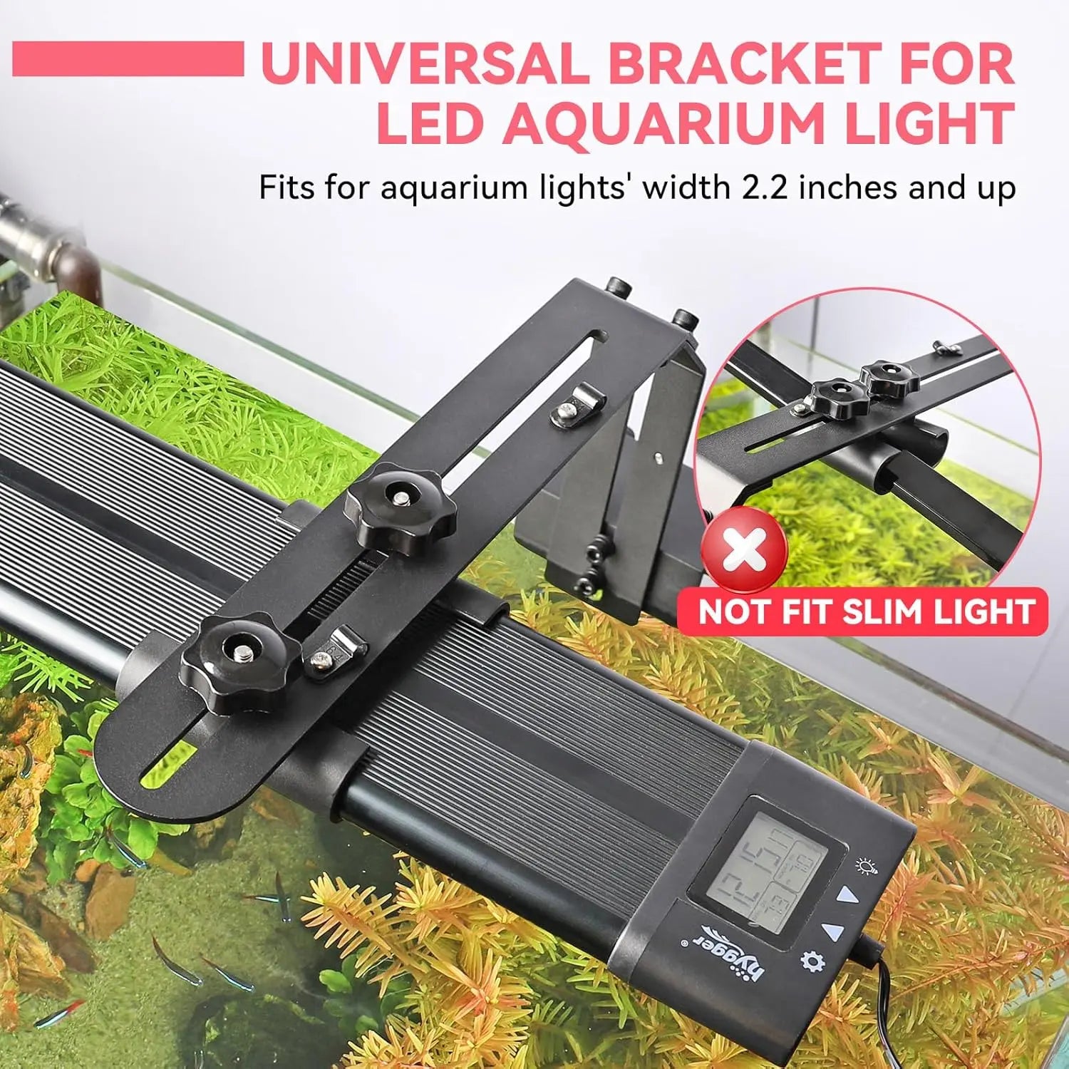 Hygger Aquarium Light Riser Fits, Universal Fish Tank Light Holder Adjustable Led Aquarium Light Mounting Bracket, Sturdy Aluminum Ultra Wide