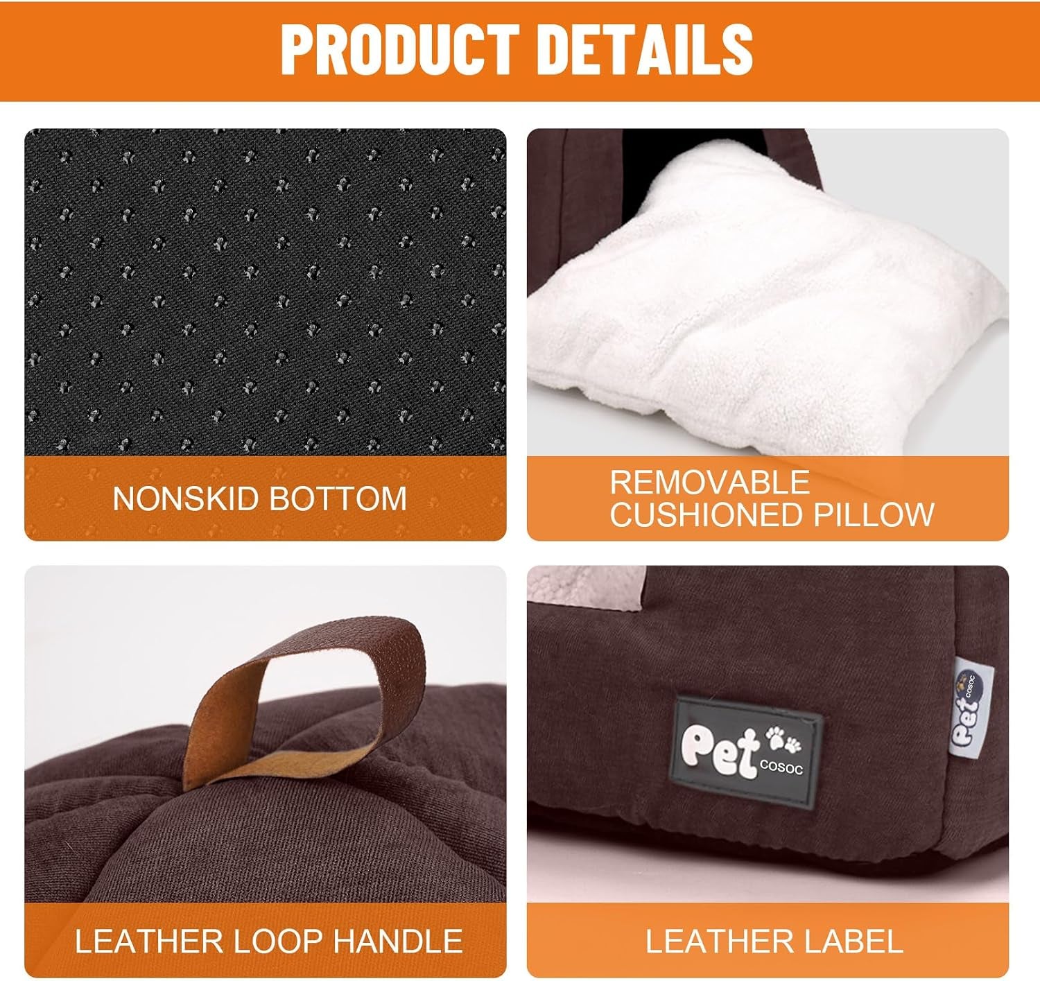 Premium Pet Beds for Cats and Small Dogs, Cat Bed Cave, Cat House, Enclosed Small Animal Bed, Covered Cat Bed, Indoor, Cat Tent, Kitten Bed, Cat Hut with Removable Washable Cushioned Pillow