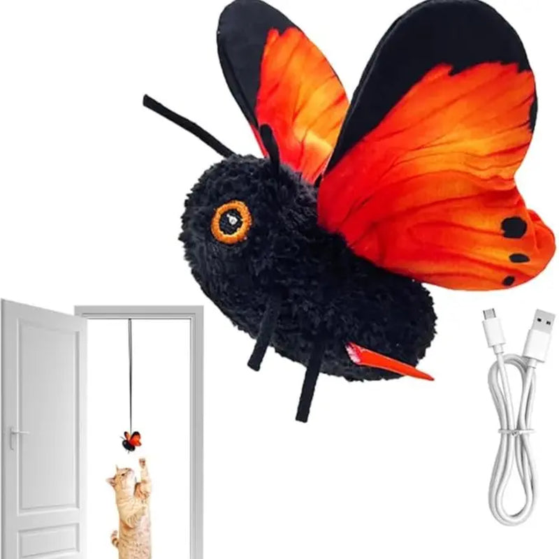 Interactive Electric Butterfly & Bluebird Cat Teaser Toy, 3 Smart Flying Modes, USB Rechargeable Hanging Toy with Washable Cover for Indoor Cats, Teaser Toys