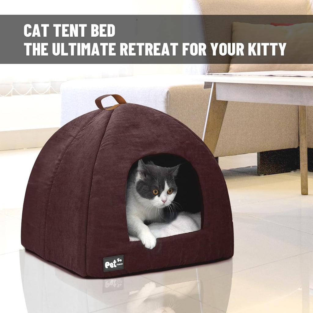 Premium Pet Beds for Cats and Small Dogs, Cat Bed Cave, Cat House, Enclosed Small Animal Bed, Covered Cat Bed, Indoor, Cat Tent, Kitten Bed, Cat Hut with Removable Washable Cushioned Pillow
