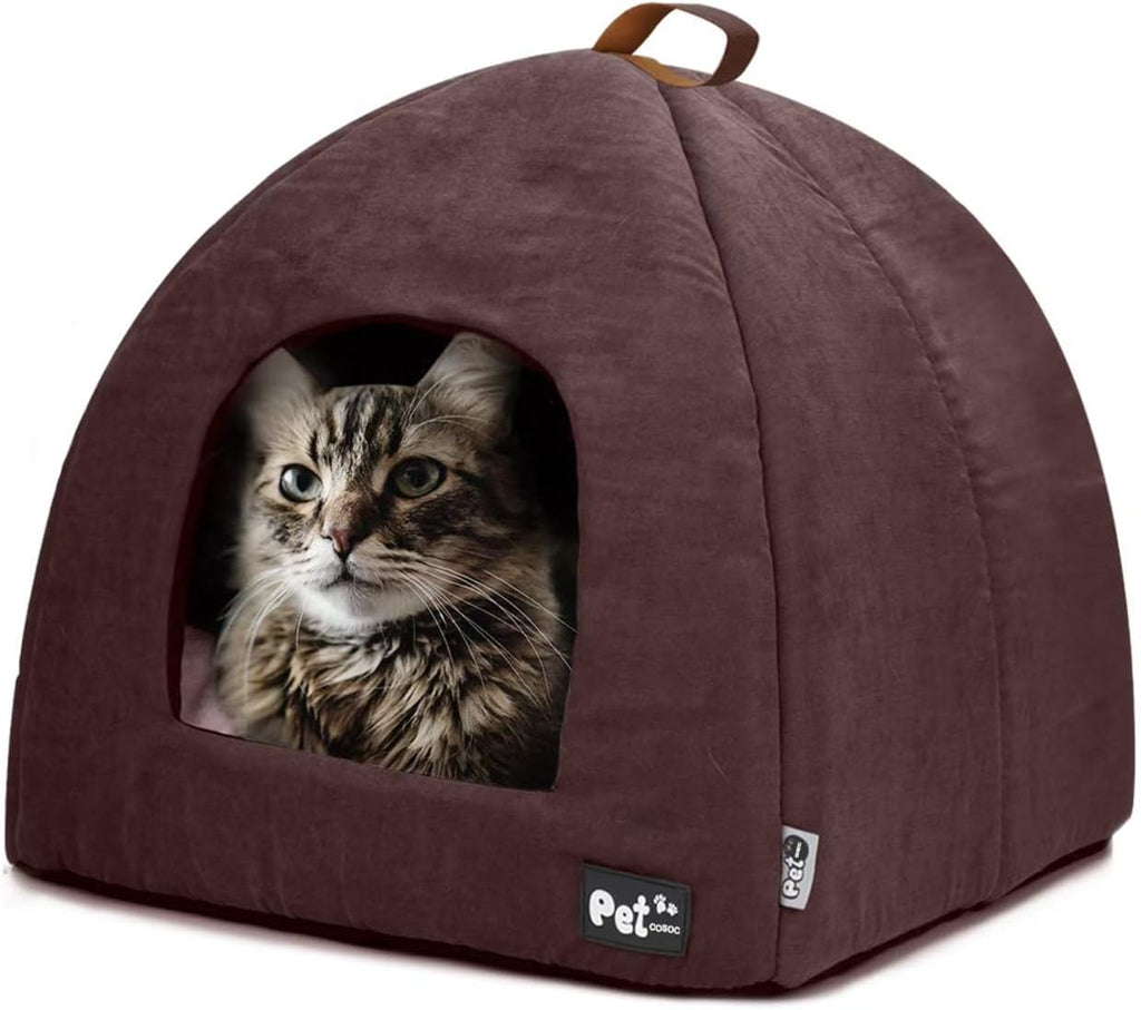 Premium Pet Beds for Cats and Small Dogs, Cat Bed Cave, Cat House, Enclosed Small Animal Bed, Covered Cat Bed, Indoor, Cat Tent, Kitten Bed, Cat Hut with Removable Washable Cushioned Pillow